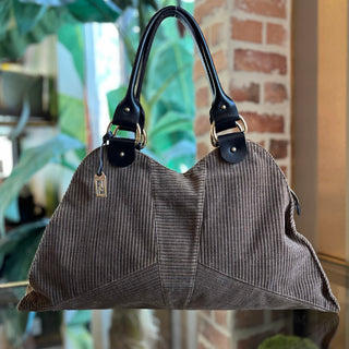 FENDI Trapeze Brown Corduroy Vintage Tote