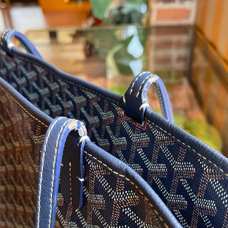 GOYARD Artois MM Marine Blue Goyardine Canvas Tote