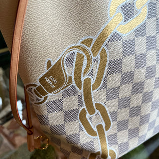 LOUIS VUITTON Neverfull MM Damier Azur Canvas Nautical Tote Bag