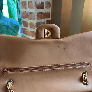 CHANEL Classic Jumbo Double Flap Camel Quilted Lambskin Shoulder Bag