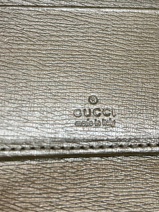 GUCCI GG Logo Gold Leather Long Wallet