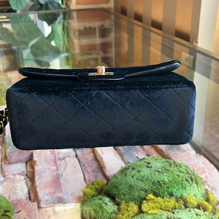 CHANEL Small Flap Black Velvet Shoulder Bag