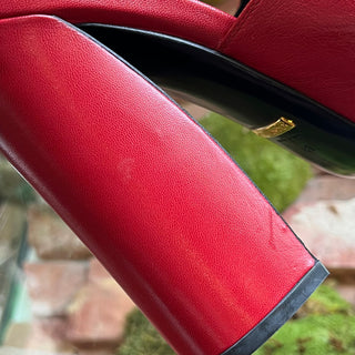 GUCCI Red Leather Horsebit Princetown Heeled Mules SZ 41 (US 11)