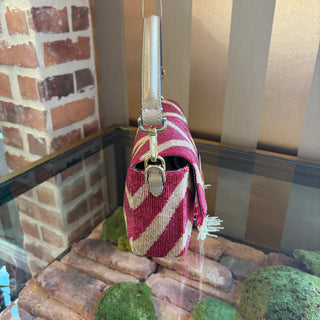 FENDI Chevron Beaded Shoulder Bag