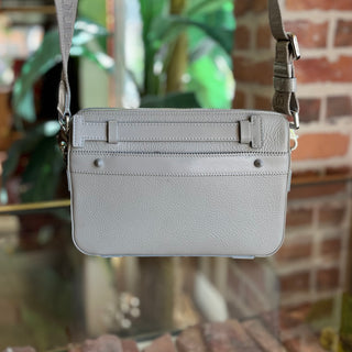 CHRISTIAN LOUBOUTIN Ruisbuddy Gray Grained Calfskin Rubber Messenger Bag