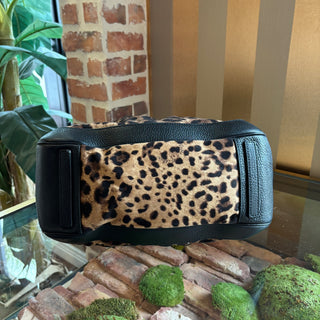 DOLCE & GABBANA Animalier Leopard Print Canvas Shoulder Bag