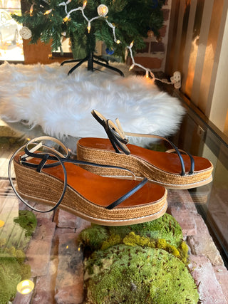 JIMMY CHOO Black Drive Strappy Espadrilles SZ 37