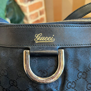 GUCCI Abbey Black GG Canvas D-Ring Crossbody Bag