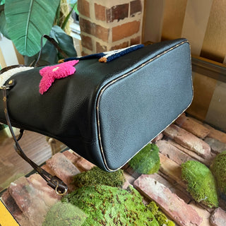 LOUIS VUITTON Neverfull MM Black Calfskin Leather Monogram Teddy Shearling Tote