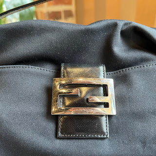 FENDI Baguette Black Neoprene Shoulder Bag