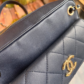 CHANEL In & Out Camera Case Small Quilted Caviar Crossbody Bag