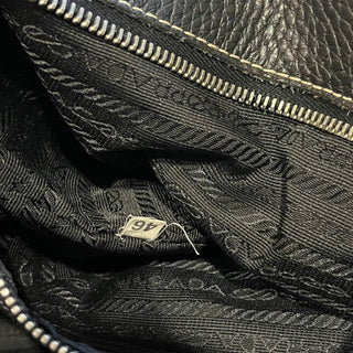 PRADA Vintage Vitello Daino Black Leather Shoulder Bag