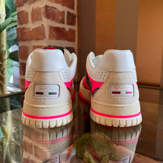 GUCCI Re-Web Sneakers GG Beige Neon Pink SZ 39.5 (US 9.5)