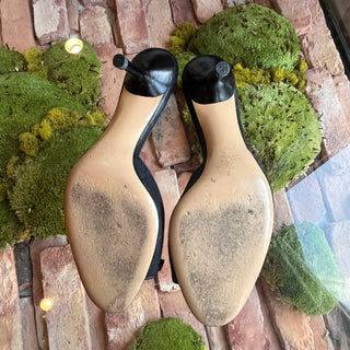 GUCCI GG Web Bow Slip On Heels Sandals SZ8.5