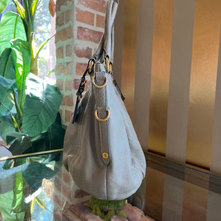 PRADA Gray Argilla Vitello Daino Leather Shoulder Bag