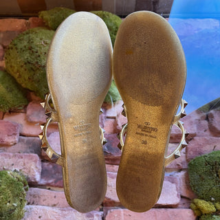 VALENTINO Gold Glitter Rockstud Jelly Sandals SZ 36 (US 6)