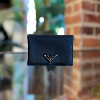 PRADA Black Nylon Fold Over Wallet