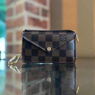 LOUIS VUITTON Damier Ebene w/ Red Card Holder