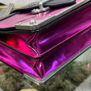 PRADA Pink Black Metallic Saffiano Cahier Shoulder Bag