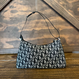 DIOR Vintage Blue Oblique Canvas Pochette Bag