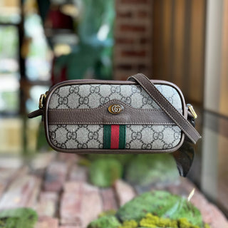 GUCCI Beige Brown Vintage Ophidia GG Canvas Crossbody