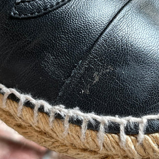 CHANEL CC Black Leather Espadrilles SZ 36 (US 6)