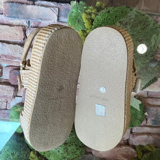 TORY BURCH Kira Sport Sandal Beige Raffia Strappy Slides SZ9.5