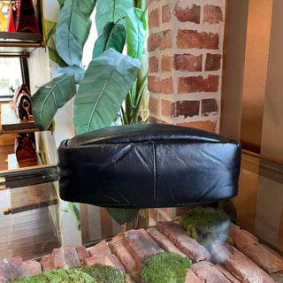 PRADA Black Padded Leather Triangle Logo Tote Bag