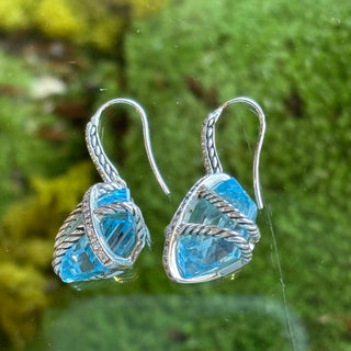 DAVID YURMAN Cable Wrap Blue Topaz Drop Earrings
