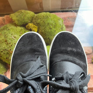 CHANEL CC High Top Black Suede Tweed Sneakers SZ38(8US)