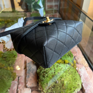 CHANEL Handy Box Small Black Caviar Vanity Case Top Handle Bag