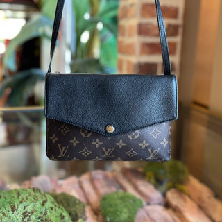 LOUIS VUITTON Twice Noir Monogram Canvas Pochette Crossbody Bag