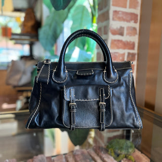 CHLOE Edith Day Medium Black Leather Vintage Satchel Bag