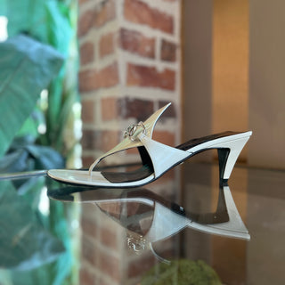 GUCCI White Patent Leather Horsebit Sandals SZ 39 (US 9)