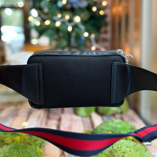 GUCCI Belt Bag Black Grey Soft GG Supreme Monogram Web Belt Bag