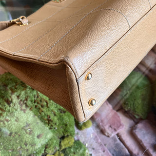 CHANEL Chocolate Bar Beige Caviar Leather Bag Tote