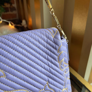 VERSACE Vanitas Medea Flap Purple Quilted Barocco Shoulder Bag