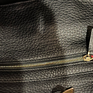 VALENTINO GARAVANI Rockstud Medium Black Pebbled Calfskin Tote