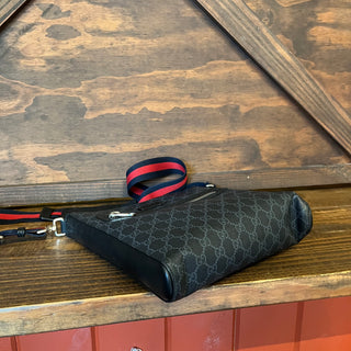 GUCCI Black GG Supreme Monogram Canvas Crossbody Bag