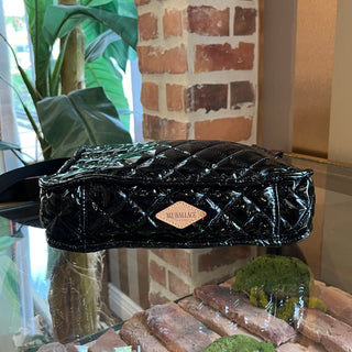 MZ WALLACE Metro Box Black Lacquer Quilted Crossbody Bag