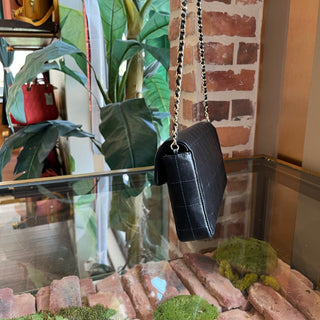 CHANEL East West Chocolate Bar Flap Black Lambskin Shoulder Bag