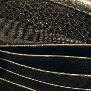 GUCCI Interlocking G Black Pebbled Leather Wallet on Chain
