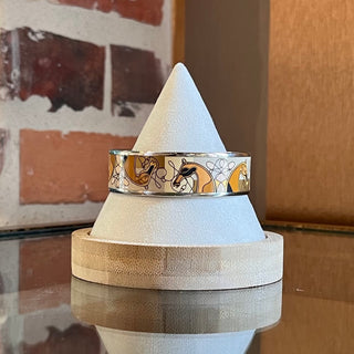HERMES Silver Rim Coup De Fouet Enamel Bangle
