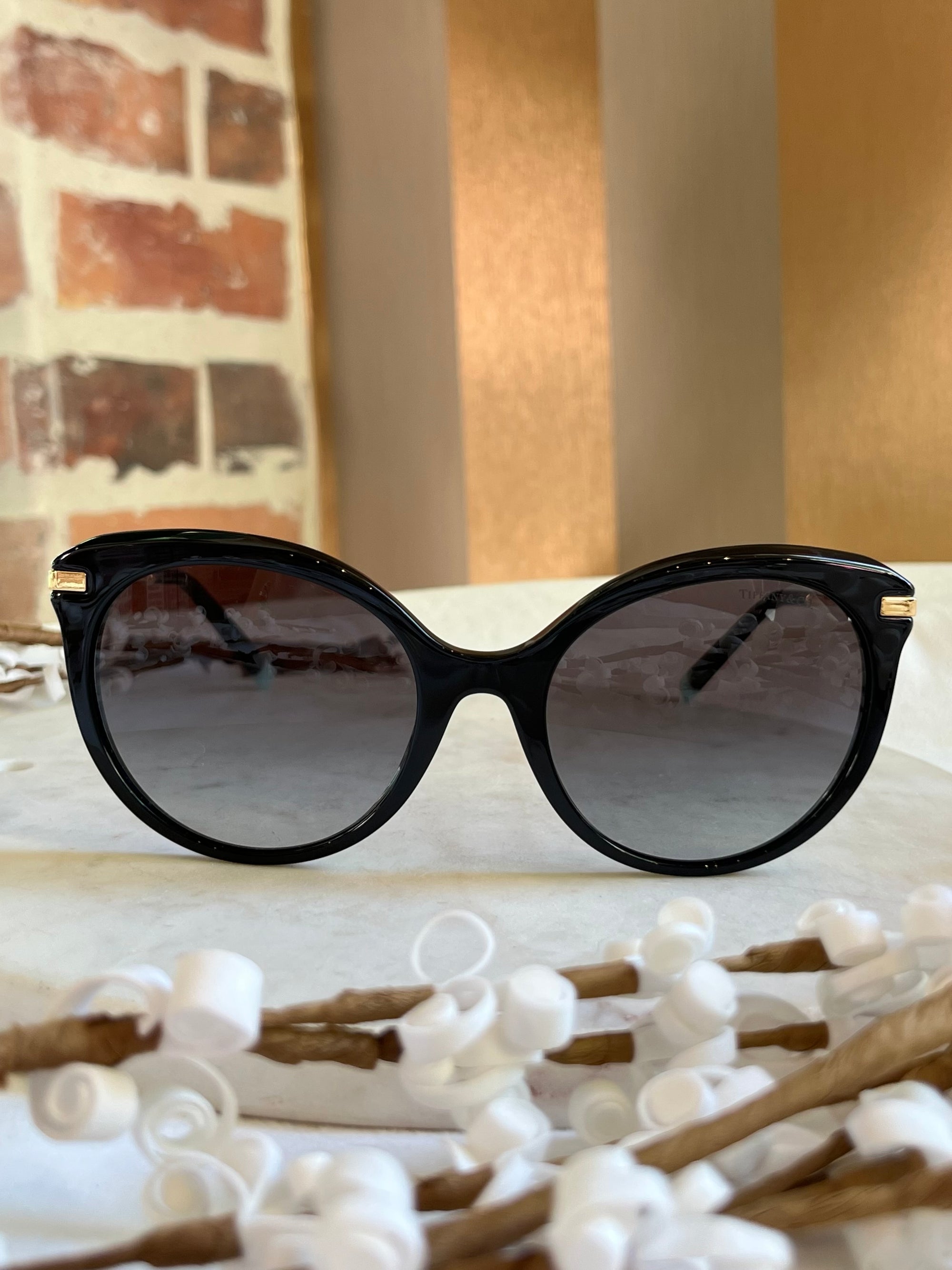 TIFFANY&CO. TF4189-B 8344/3C Black Acetate Semi-Cat Eye Sunglasses