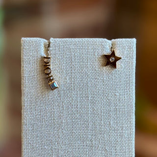 DIOR Gold Logo Stud Diorevolution Asymetrical Earrings