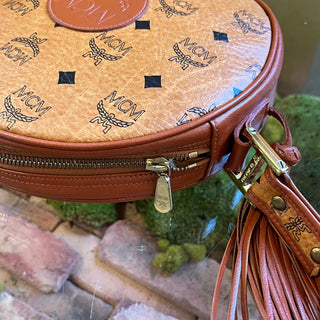 MCM Circle Vintage Cognac Visetos Monogram Canvas Crossbody Bag