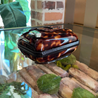 CHANEL Vintage Brown Tortoise Shell Interlocking CC Clutch Bag