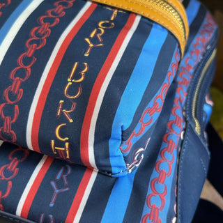 TORY BURCH Navy Blue Logo Print Nylon Backpack