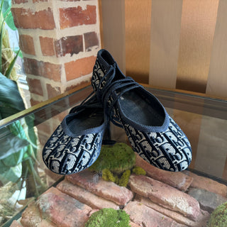 DIOR Poeme Velvet Oblique Laced Ballerina Flats SZ 38.5 (US 8.5)