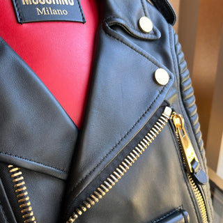 MOSCHINO Biker Jacket  Black Leather Backpack